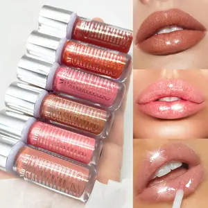 6 Glitter Liquid Lip Glosses - Durable, Luxurious Long Lasting Gloss Lipstick, smudge-resistant, waterproof, glitter, moisturizing, glossy, non-sticky, suitable for music festivals and everyday wear, compatible with all skin types