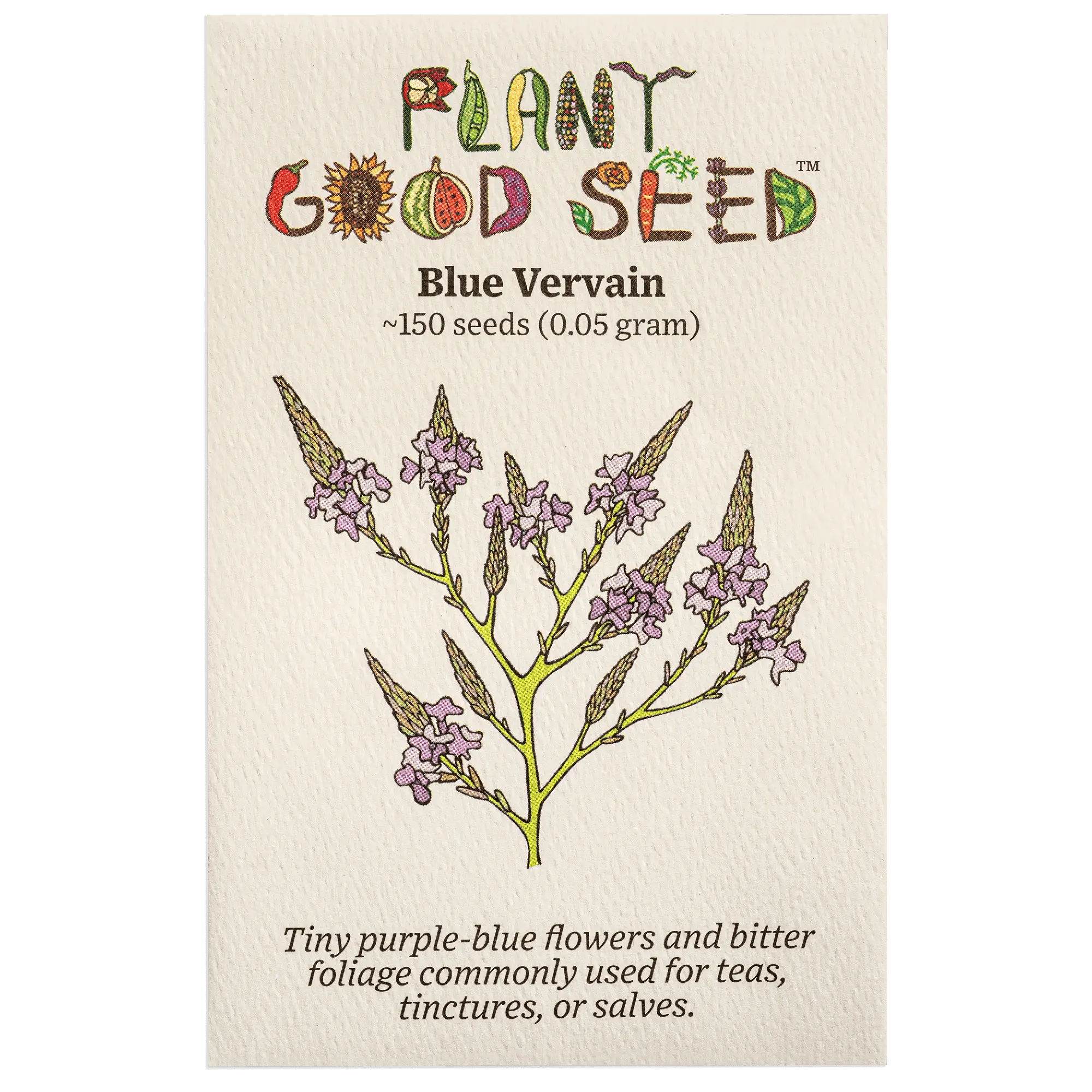 Blue Vervain Seeds for Planting: Cold Hardy Winter Perennial, Medicinal Herb, Bitter Foliage for Teas Tinctures and Salves, Blue Purple Wildflower - 150 Seed Packet