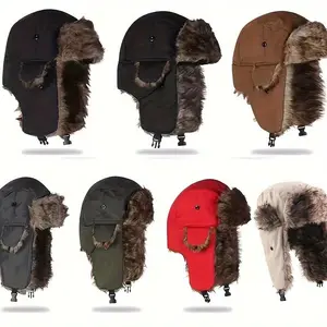 Warm Winter Bomber Hats for Men & Women - Stylish Ear Flap PU Leather Faux Fur Trapper Hat, Perfect Gift for Cold Weather Adventures and Outdoor Fun