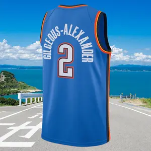 Shai Gilgeous-Alexander Men's Classic-Design Sleeveless stitched Basketball Jerseys Blue shirt