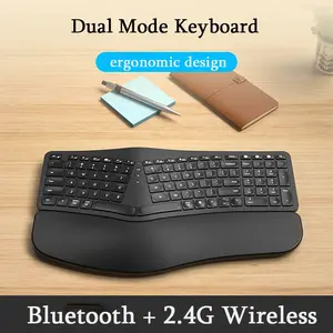 Bluetooth + 2.4G Backlit Wireless Computer Keyboard Ergonomic Wireless Keyboard HD315B Black is on sale