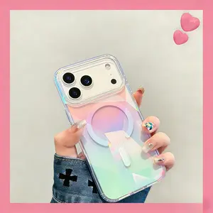 Holographic rainbow holiday special series mobile phone case, suitable for iPhone 17 Pro Max, 11, 12, 13, 1, 15, 16, wireless anti-drop magnetic protection, support MagSafe, Casing