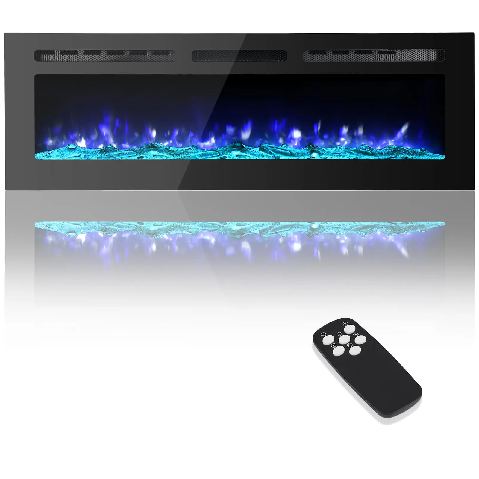 GARVEE 50-Inch Built-In Electric Fireplace Home Appliances, 750/1500W Wall-Mounted Recessed Heater with Remote, Timer, Touchscreen, 12 Flame Effects, Adjustable Brightness, Low-Noise Linear Heater for Living Room, Bedroom