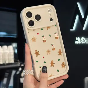 Gingerbread Joy Case for iPhone 17 Air 16 16e 15 14 13 12 11 Pro Max Plus XS X Soft TPU Bumper Drop Protection Rugged Durable Back Cover with Purple Flowers Pattern