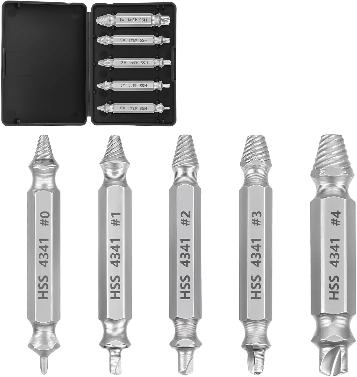 Screw Extractor Set Damaged Stripped Screw Extractor Removal Tool Stripped Screws Nuts Bolts Easy Removal Drill Bit Tools For Removing Broken Bolt Extractors For Men Christmas Stocking Stuffers 5pcs