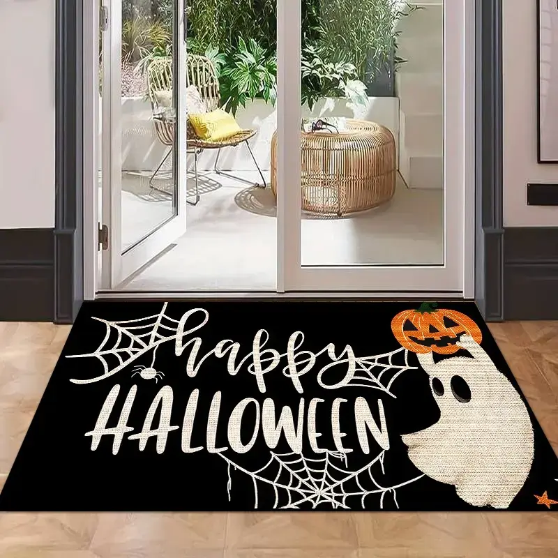 1 Pc Halloween Ghosts And Pumpkin Lanterns Diatom Mud Anti Slip And Water Absorbing Entrance Door Mat Indoor And Outdoor Door Mat Kitchen Dining Room Bathroom Bedroom Decoration Holiday Home Decor Inside Entrance Doormat