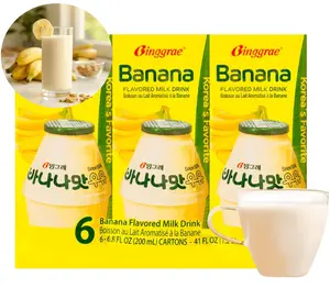 Binggrae Banana Flavored Milk Drink - 6.8 fl oz (Pack of 6) | Authentic Korean Cult-Favorite Dairy Drink | Sweet and Creamy Beverage