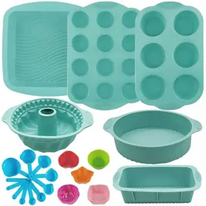 32 Pieces Silicone Baking Pans Set, Nonstick Bakeware Set for Kitchen Oven, Silicone Cake Molds, Round/Square Cake Pan, Baking Sheet, Loaf Pan, Donut Muffin Pans