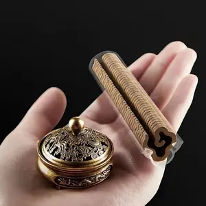 A Set of Approximately 42 Sandalwood Incense Pieces And a High-Quality Copper Alloy Incense Burner, Featuring a Dragon And Phoenix Design, Suitable for Home Offices,, Tea Ceremonies, And Indoor Meditation.