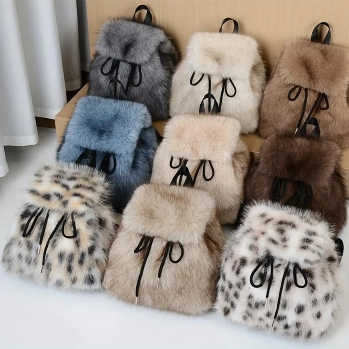 Faux Plush Cow Print Backpack, Stylish Casual Bag for Her with an Adjustable Shoulder Strap and Oxford Cloth Details, Cute Backpack, Fashion Backpack