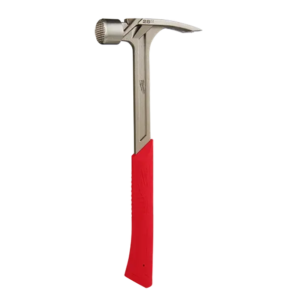 Milwaukee 48-22-9029 28oz Milled Face Framing Hammer, Hardware Tool with Magnetic Nails Compatibility, 1-Hand Nail Set, Asymmetrical Anti-Ring Claw, Shockshield Grip, I-Beam Handle for Driving Tasks