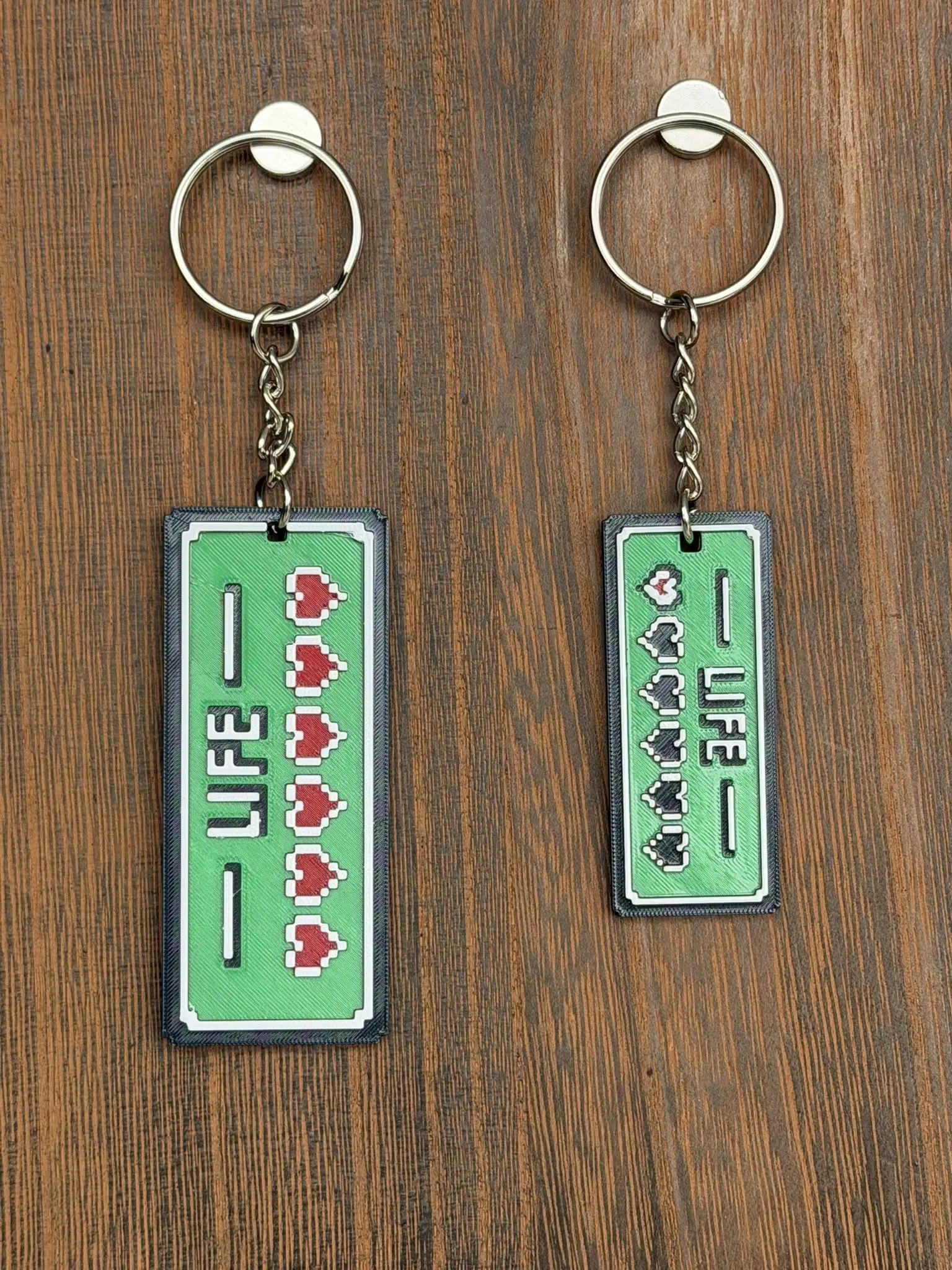 LyghtForge Creations Life Bar Pixel Art Keychain Retro Zelda Inspired Heart Meter 3D Printed PLA+ Handmade for Gamers Collectors