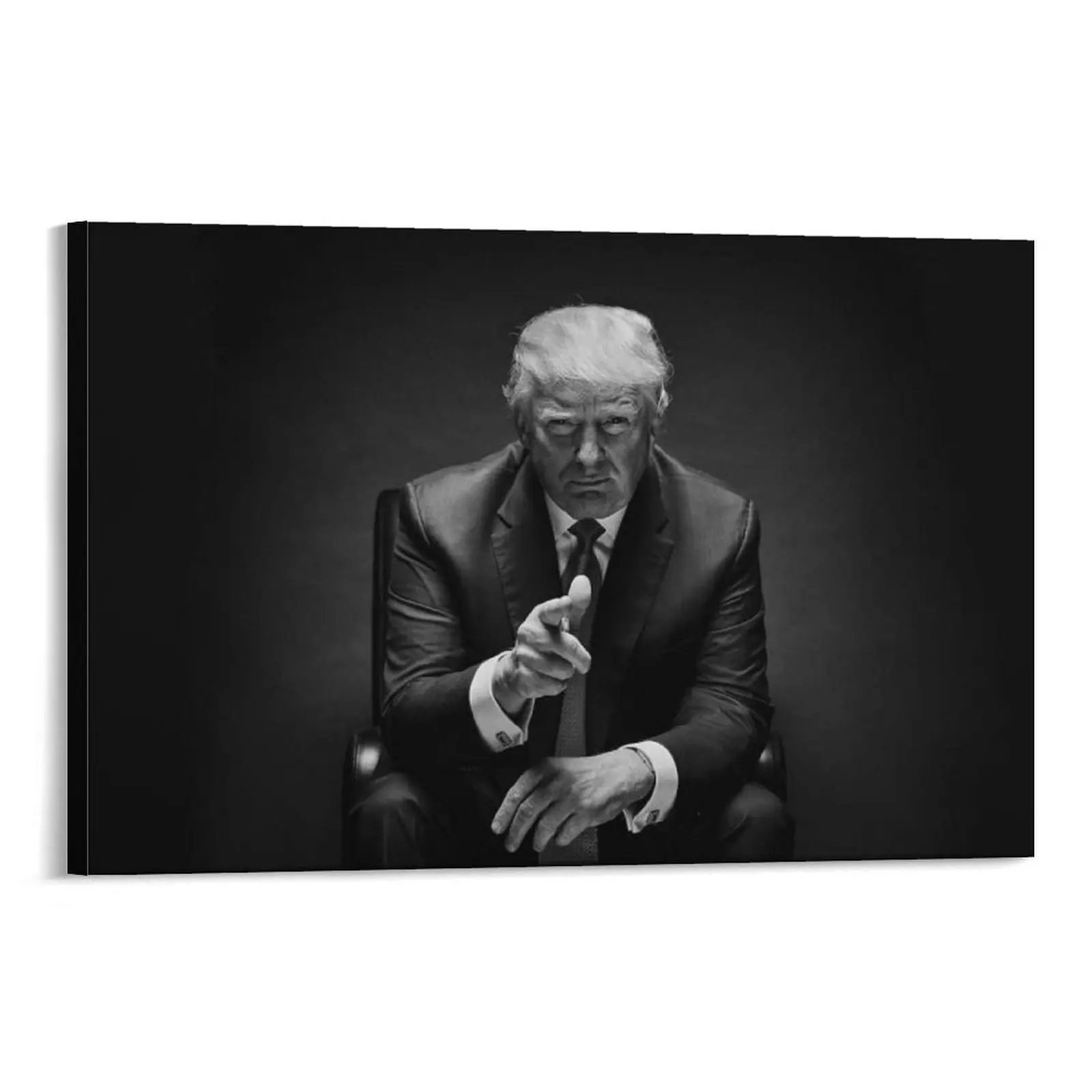 Donald Trump Sitting Black-and-White Poster Print, Home Decor Painting for Bedroom, Bar Decoration, Wall Art Gift (Home Supplies), Artistic