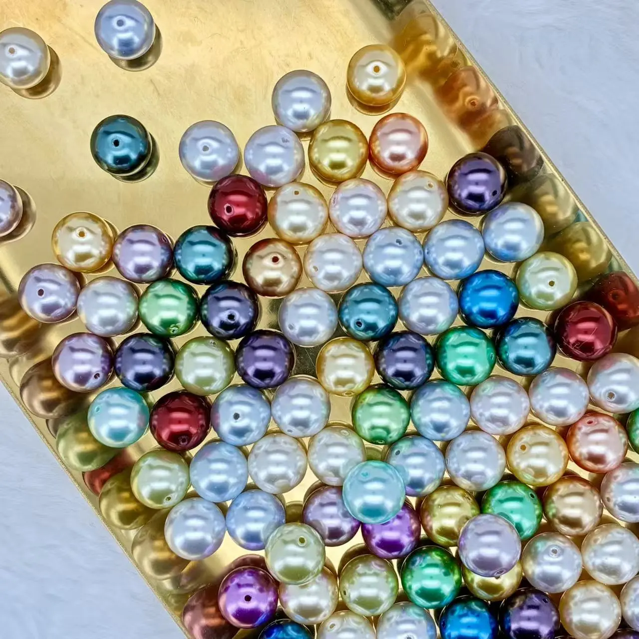 【S71】【Pearl Like 】Glass Beads Mix