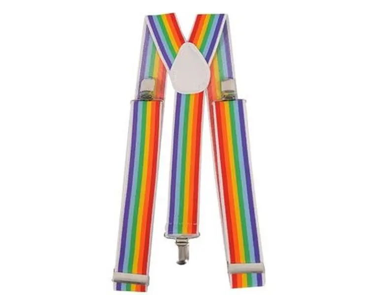 212 MAIN Men's Striped Rainbow Suspenders, Adjustable Strap, Variable Fit - Special Occasion & Costume Accessory