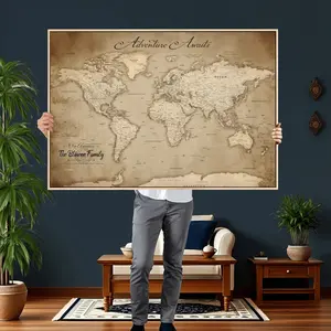 Personalized World Map Wall Art with Push Pins – Custom Travel Map Canvas or Floating Frame, Large Push Pin Map for Travelers