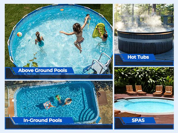 Pool Vacuum for Above Ground Pool, JESIMAIK 18.5 GPM Powerful Suction Pool Vacuum with Telescopic Pole, 60min Runtime Dual Head Rechargeable Pool Cleaner,Ideal for Leaves, Debris