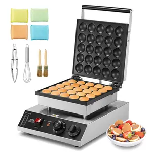 VEVOR Mini Dutch Pancake Maker, 25PCS 43mm Diameter Dorayaki Baker Machine, 1700W Commercial Electric Poffertjes Grill, Non-stick Stainless Steel, Temp & Time Control, for Home Kitchen Restaurant