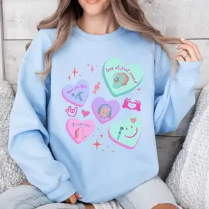 Audiology Sweatshirt / Short Sleeve T-SHIRT  , Valentine candy hearts ENT Crewneck, Hearing Aid Specialist Shirt, Funny Audiologist Tee, Speech Pathologist Tshirt