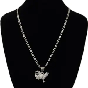 Cadena Cubana 3mm x 24 pulgadas y Colgante de Gallito. Ambos en PLATA 925