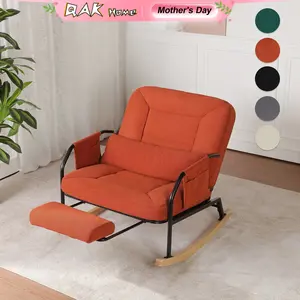 34.6" Rocking Chair with Footrest, Comfortable Headrest and Backrest, Side Pockets, Ideal for Relaxation