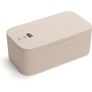 Lockable Medicine Box with Code Small Lockable Storage Box for Medications Snacks Phone Food Ideal for Home Office Fridge Dorm School Travel Gift Beige