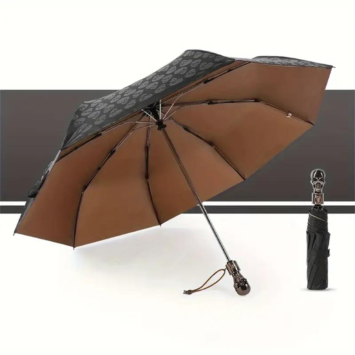 Personalized Creative Skull Handle Umbrella Windproof Waterproof Rainproof Large Surface Business Umbrella for Men and Women Multiple Specifications Available