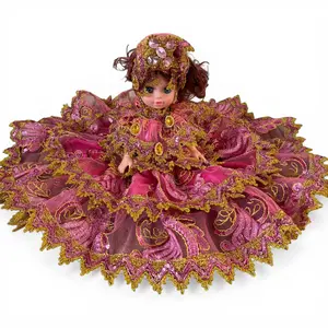 Handmade Obba Spiritual Doll in Pink and Gold Dress – Yoruba Santeria Orisha Decorative Doll, African Religious Altar Figurine, Handmade Collectible Spiritual Gift