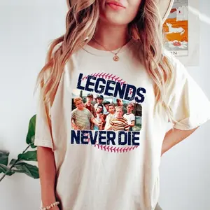 Retro Comfort 1990s Sandlot Legends Never Die Tshirt, Baseball Shirt, Baseball Squad Crew Shirts, Baseball Team Tee Top Womenswear