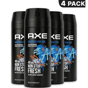 AXE Anarchy For Him Body Spray 4-Pack (150ml/5.08oz) - Body Care Cosmetic, Scented Aroma, 48-Hour High Performance Daily Fresh Fragrance summerwins