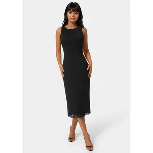 Powermesh Rhinestone Sleeveless Maxi Dress