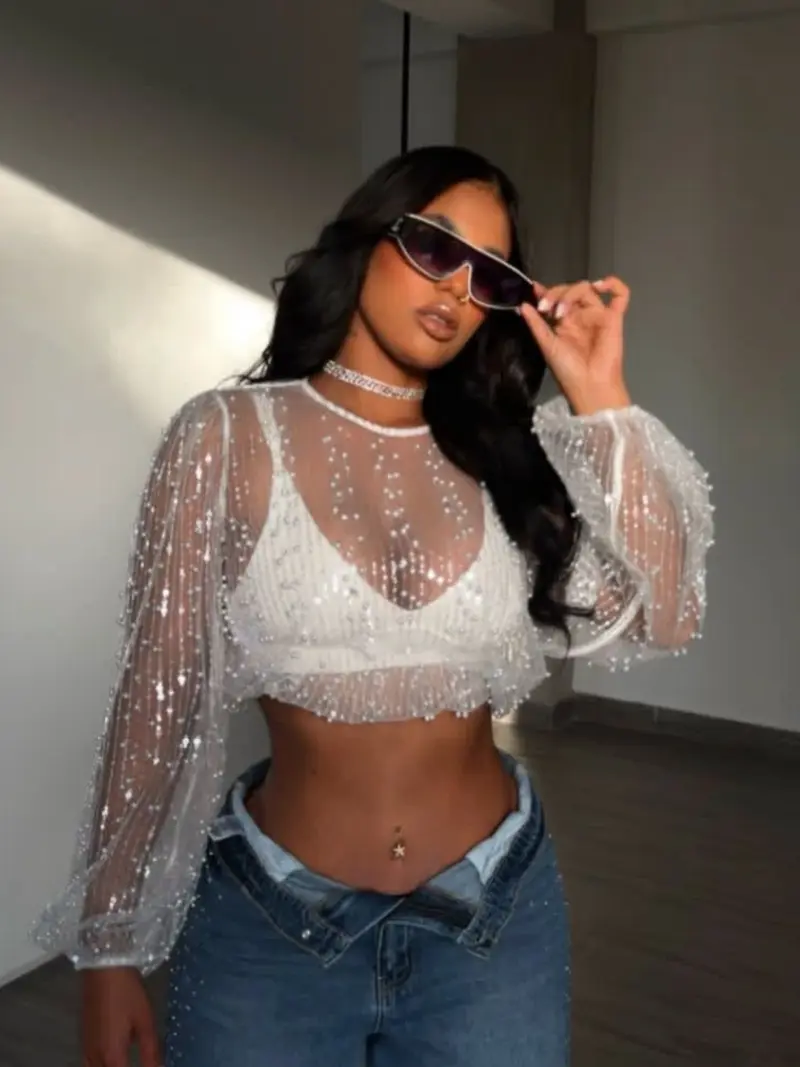 shirt see through crop top - TikTok Shop