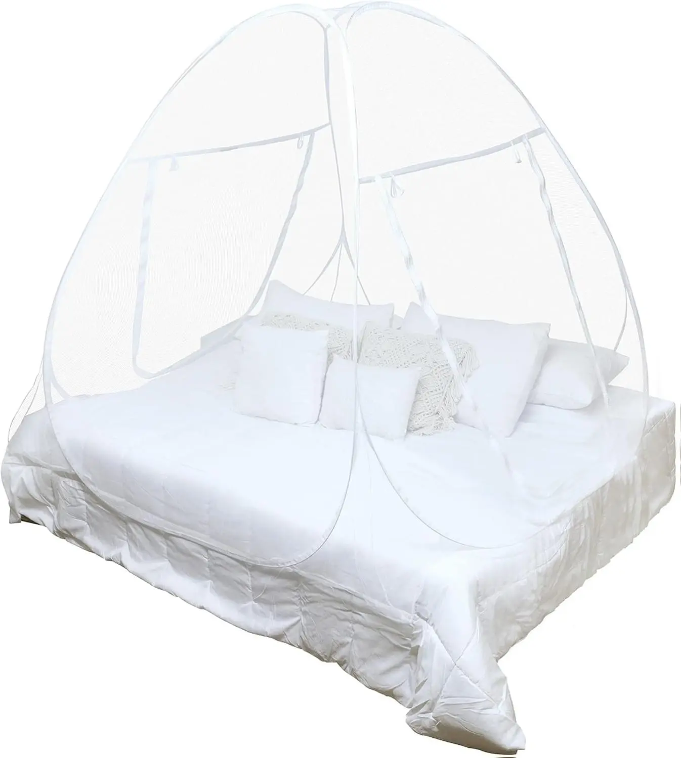 MEKKAPRO Mosquito Net for Bed, Portable Pop Up Mosquito Net, 80" x 71" x 63" Large, Folding Mosquito Netting for Bed with Net Bottom, Pop Up Mosquito Net Compatible for Twin to King Size Bed (White)
