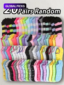Women's Heart & Striped & Bowknot Print Ankle Socks, Cute Textured Socks, Fitted Casual Socks, Casual Stylish Socks, Soft Breathable Socks, Casual Comfy Breathable Candy Colored Socks for Daily Wear, Ladies Socks for All Seasons, Womenswear, Socks Set