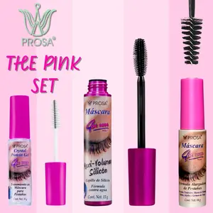 "The Pink Set by The Pink Shop – PROSA Lash Essentials Bundle with One Eyelash Primer, One Volumizing Mascara with Silicone Brush, and One Classic Lengthening Mascara – Complete PROSA Lash Care Trio for Fuller, Longer Lashes"  This title includes: