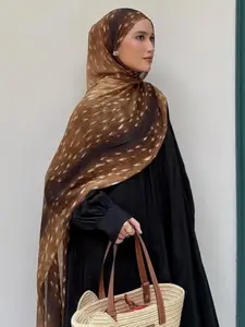 Women's Bohemian Style Ink Deer Pattern Headscarf, Casual Streetwear Accessory, Comfortable and Fashionable Leopard Print Scarf, For Muslim Turban Hijab