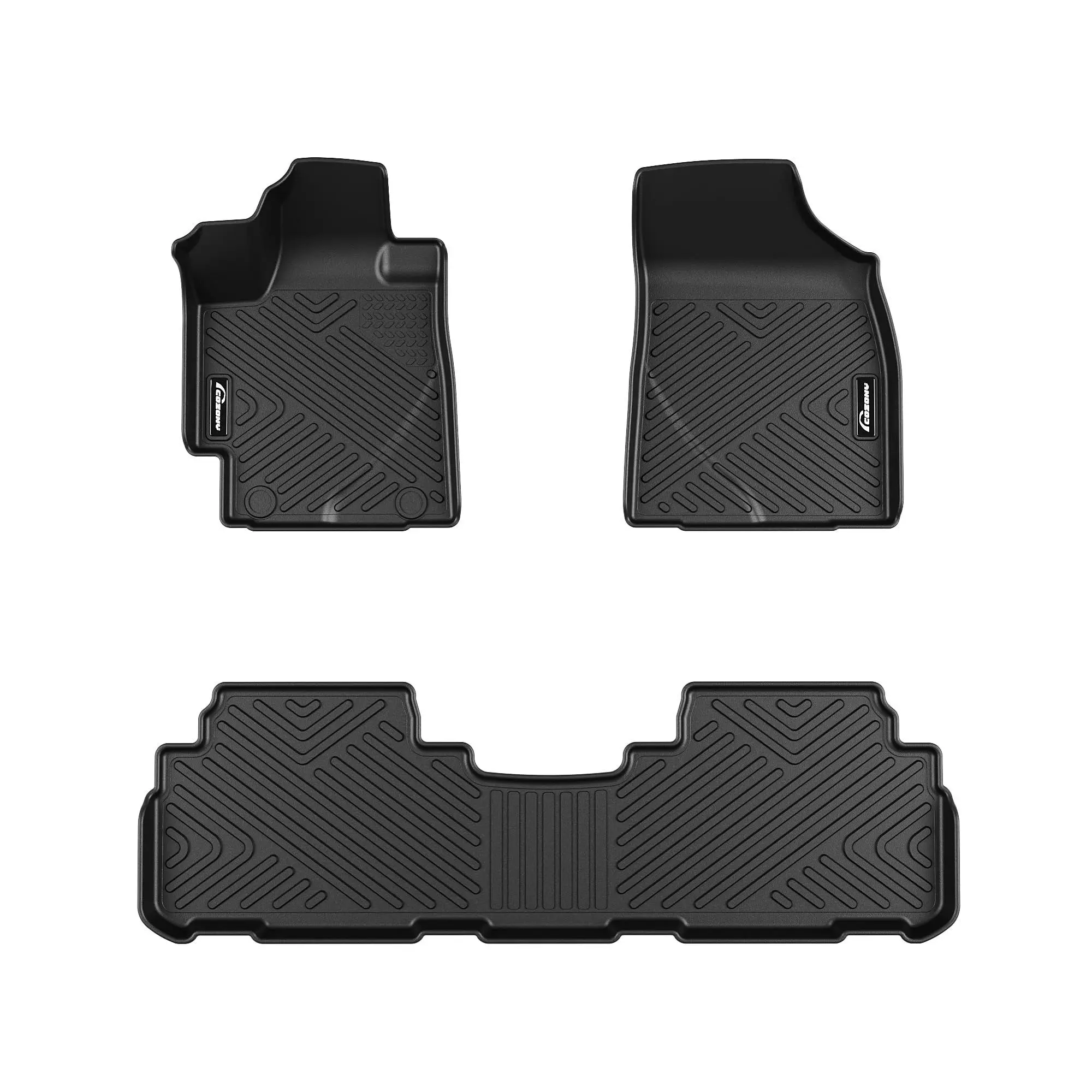GARVEE Synthetic All-Weather Car Floor Mats, Vehicle-Specific Fit for Toyota Highlander 2008-2013 (Not for Hybrid), Debris-Trapping Interior Liner for Front 1st & 2nd Rows, Car Accessory