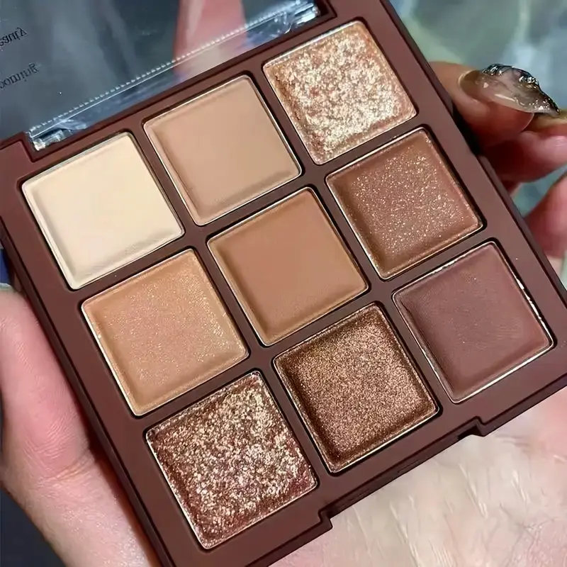 9 Color Chocolate Eyeshadow Palette Matte & Shimmer Shades Waterproof Smudgeproof Long-Lasting Makeup Set for Halloween Christmas Friday Glitter Palette