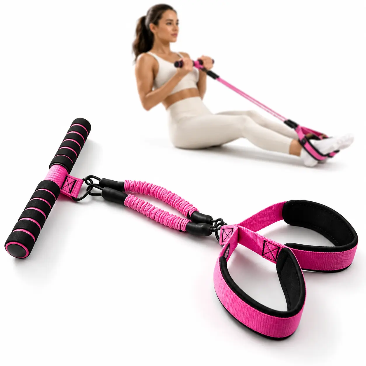 Pedal Resistance Band with Foam Handles, Portable Elastic Pull Rope for Beginners' Home Gym, Supports Core Strength Training, Full-Body Workouts, and Abs at Home Exercise, Resistance Band Workout, Exercise Equipment, Bicep Curl Resistance Bands, Bodyweigh