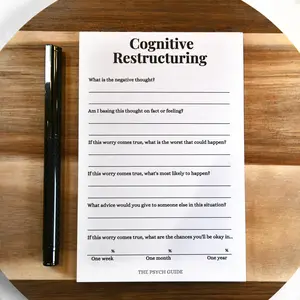 The Psych Guide Cognitive Restructuring Notepad for Anxiety Relief 4x6 Inches Cbt Interventions Notebook Planner with Positive Light Thought Patterns Organizer Journal