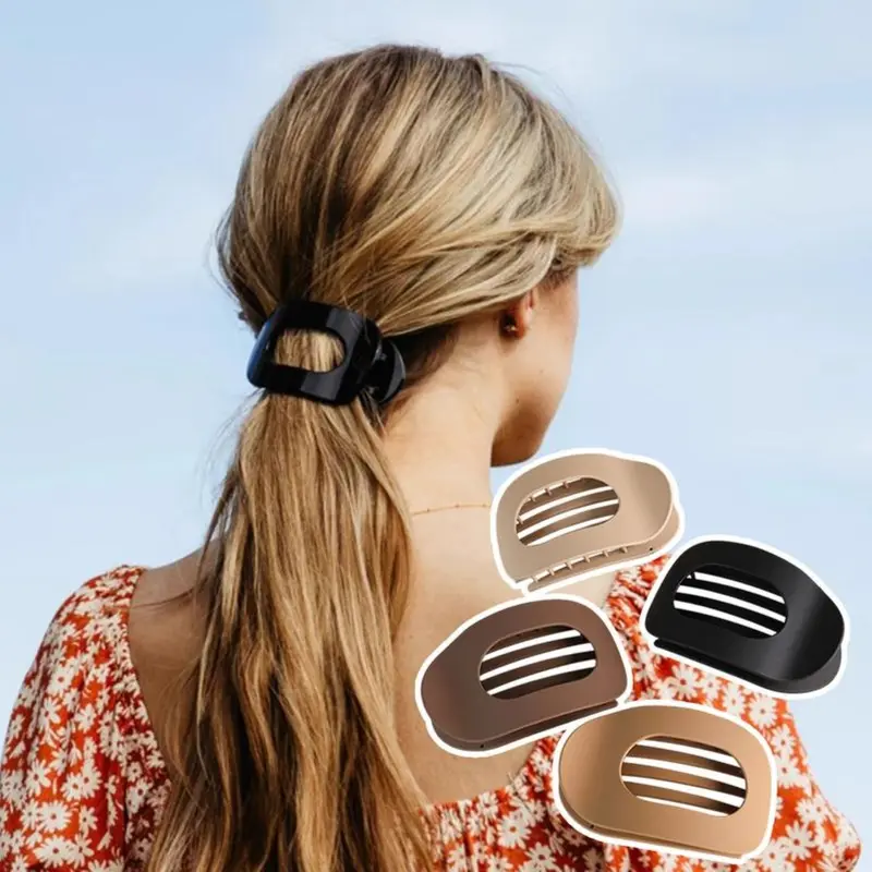 Upgraded Solid Color Hair Clip Set (4-Pack) | Seamless Flat Oval Design, Flexible & Durable for Daily Wear