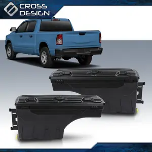 CROSSDESIGN Fit For 2019-2021 Dodge Ram 1500 Truck Bed Swing Storage Tool Box RH LH Truck Bed Storage Box chevy accessories Left Right car seat