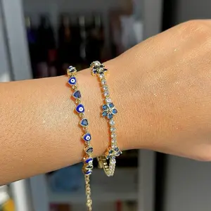 Evil eye bracelet and blossom bracelet bundle