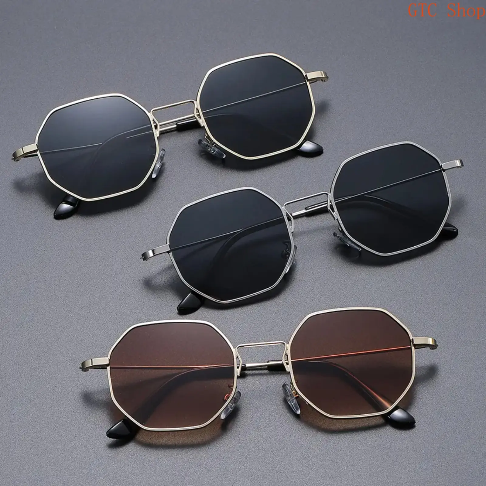 3 Pairs Vintage Polygon Metal Frame Sunglasses, Luxury Designer Stylish Shades with Mirror Lenses & UV400 Protection for Men & Women