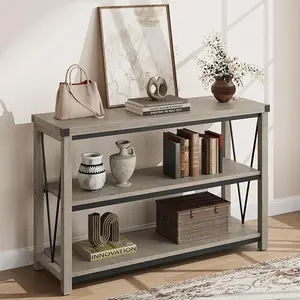 Farmhouse Entryway Table,47 Inch Narrow Long Console Table with Storage, 3 Tier Wood Console Table for Living Room, Behind Couch Table, Hallway Table for Foyer, Entryway Furniture