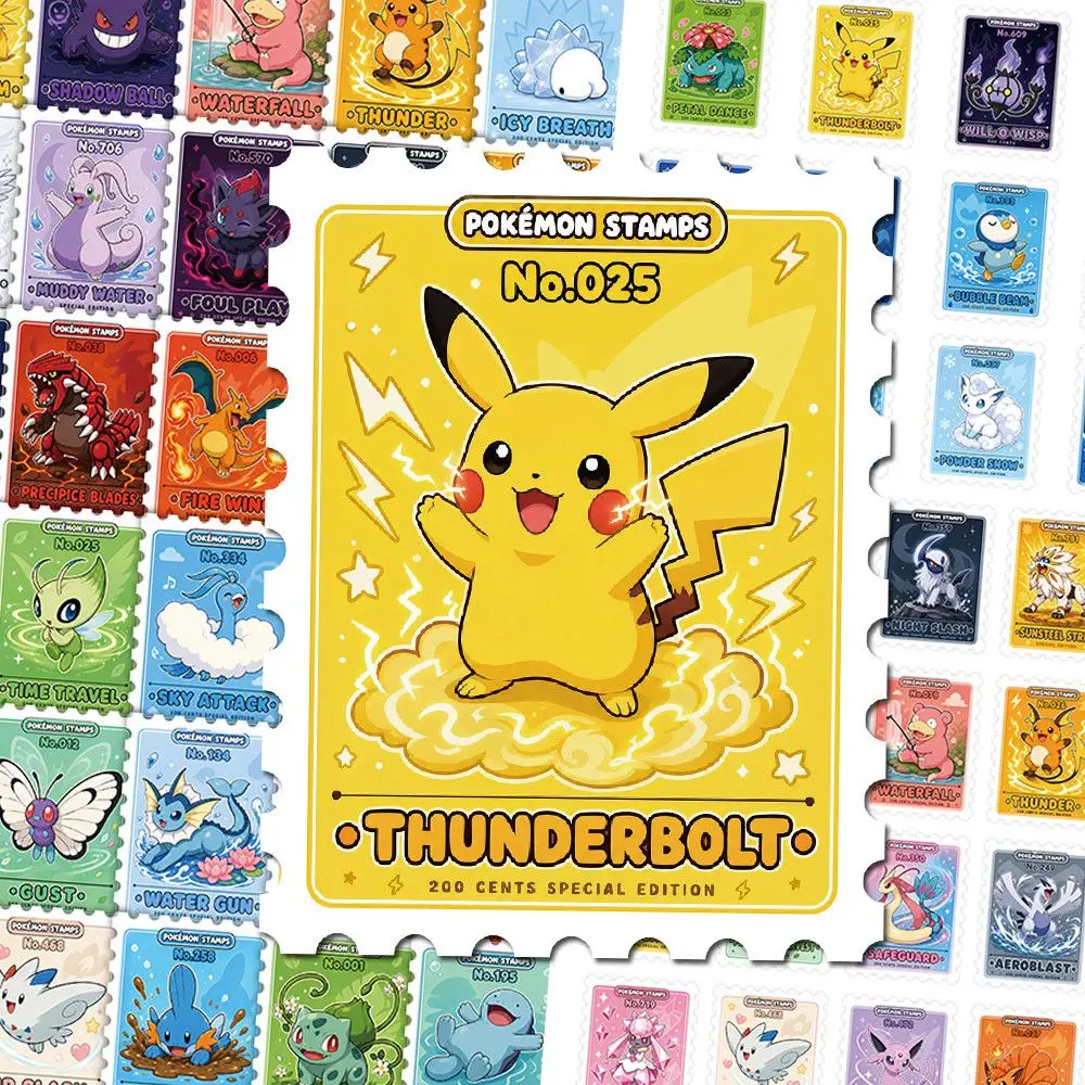 60 Pokémon Stickers – Cartoon Character Decals (Pikachu, Gengar, Charmander, Eevee)