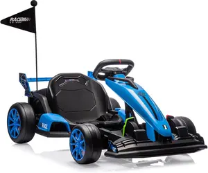24V Electric Drift Kart for Kids Ages 6-12, 300W Motor, Adjustable Seat, Silent EVA Tires, Dual Gas & Brake Pedals, 8.5 MPH High Speed, Durable Steel Frame, Safety Seat Belts, Steering Wheel, White, Go-Functional Ride-On Toy