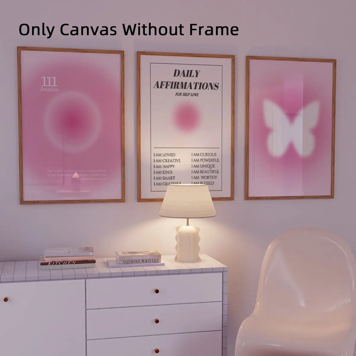 3pcs Optional Frame Aura Affirmation Canvas Posters, Retro Spiritual Unframed Wall Art Print, Preppy Room Decor, Home Decor, Modern Home Decoration, Perfect Gift Idea