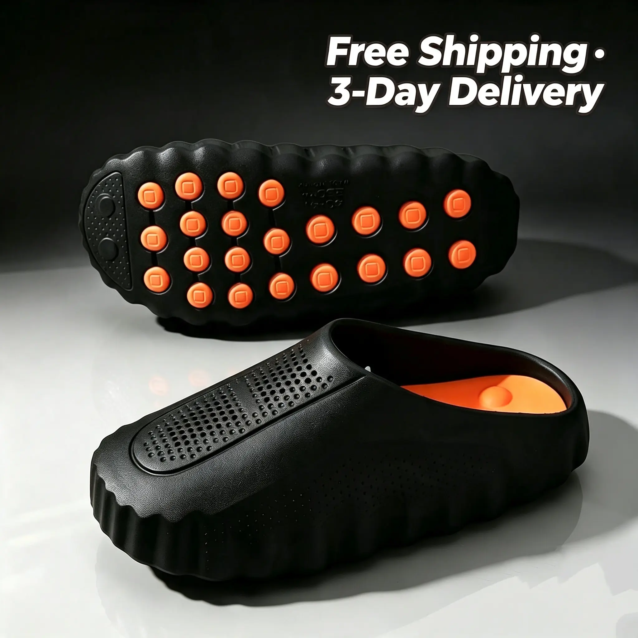 Men's Open Slip-On Sports Clogs - Round Toe, Thick-Soled, Massage Particle, EVA Sole Male Shoes, Outdoor Sandal for Summer Beach Wear, Street Casual