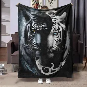 Cool Tiger Pattern Throw Blanket, Animal Print Flannel Fleece Blanket, Soft Warm Nap Blanket For Couch Bed Sofa, Air Conditioner Blanket For Home Office Travel Camping Dorm Room, Cozy Chic Decorative Blanket For Teens Adults